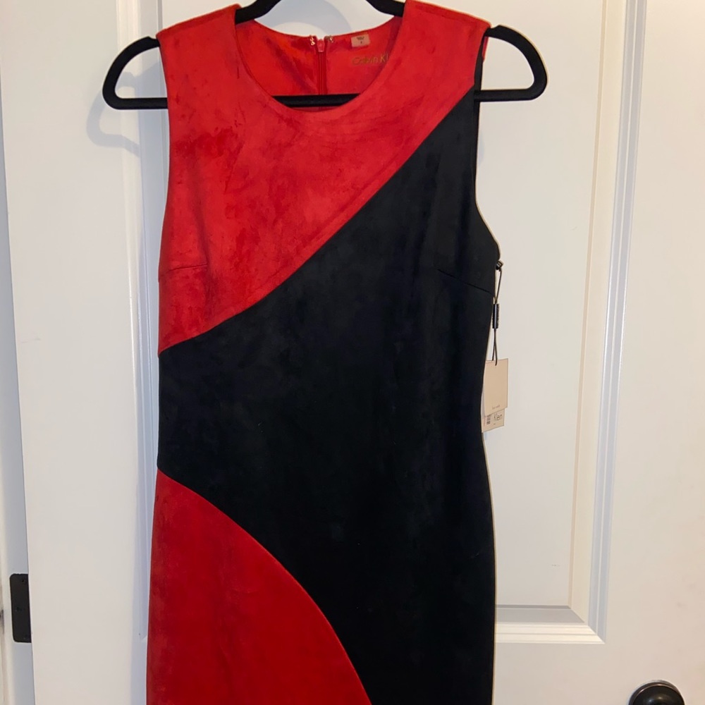 Black and red suede Calvin Klein dress